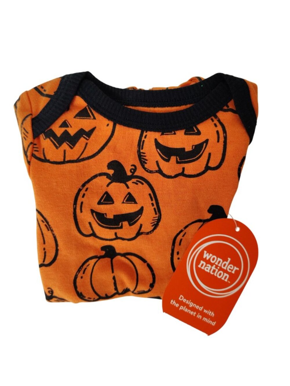 Wonder Nation Infant 0 to 3 Months One Piece Pumpkin Halloween Baby Romper - Picture 8 of 8